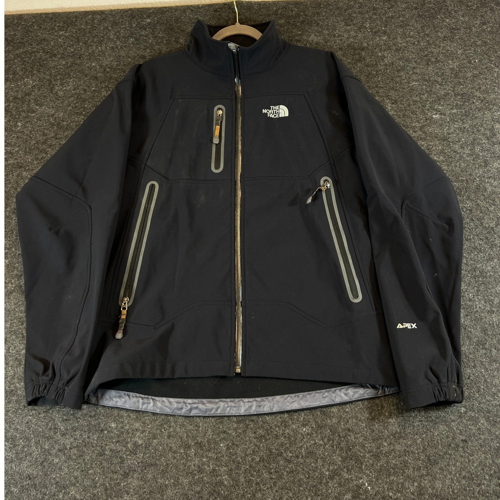 The North Face Apex Bionic Jacket Mens Large Black Full Zip Fleece Lined Coat